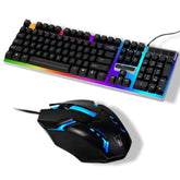 Huitich gaming keyboard and mouse set featuring a colorful backlit keyboard for gamers and LED-lit gaming mouse